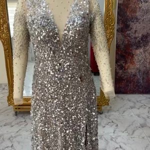 Custom floor length Swarovski crystal gown